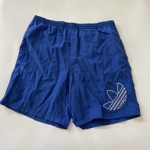 Vintage Adidas Swim Trunks Y2K Trefoil Logo Lined Board Shorts Blue 3 Stripe 90s